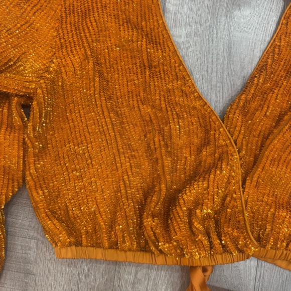 Retrofete Viva Long Sleeve Top Sequins In Orange Size Small $498 Revolve - Picture 10 of 10